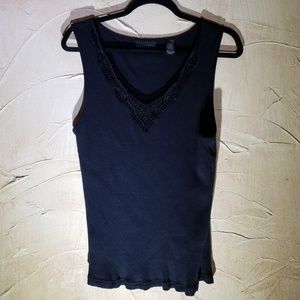 Apostrophe Black Tank Top Blouse XL Fancy Elegant